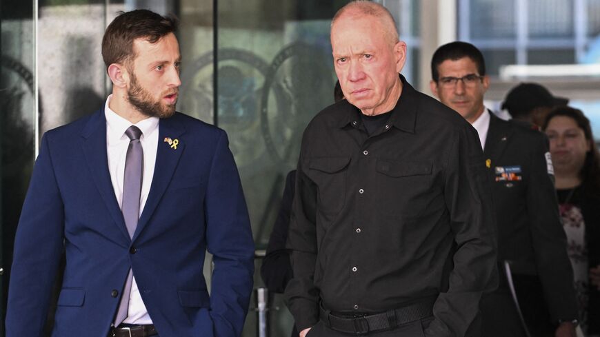 Israeli Defense Minister Yoav Gallant (R) leaves the State Department after meeting with US Secretary of State Antony Blinken at the US State Department in Washington, on March 25, 2024. 