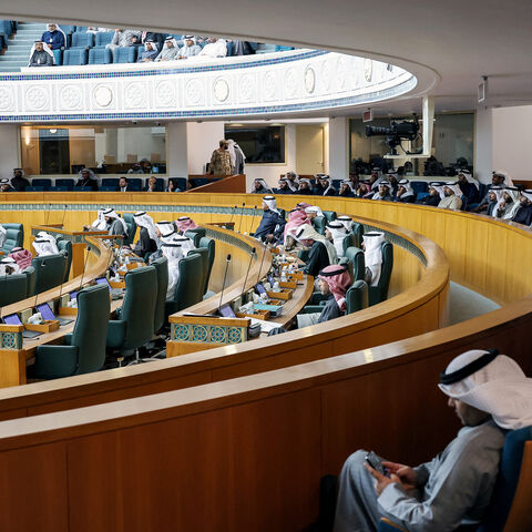 Female security guards stand by as Kuwaiti lawmakers attend a parliament session at the National Assembly, Kuwait City, Kuwait, Feb. 6, 2024.