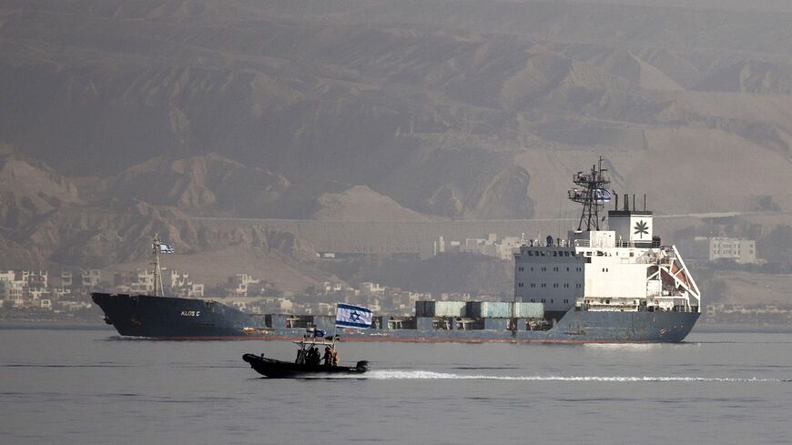 Klos-C is escorted into the southern Israeli port of Eilat
