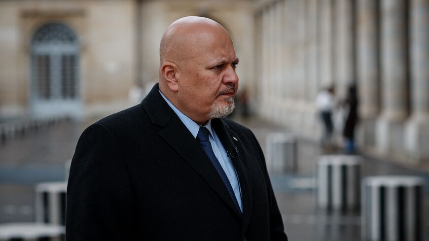 International Criminal Court Prosecutor Karim Khan looks on during an interview with AFP at the Cour d'Honneur of the Palais Royal in Paris on Feb. 7, 2024.