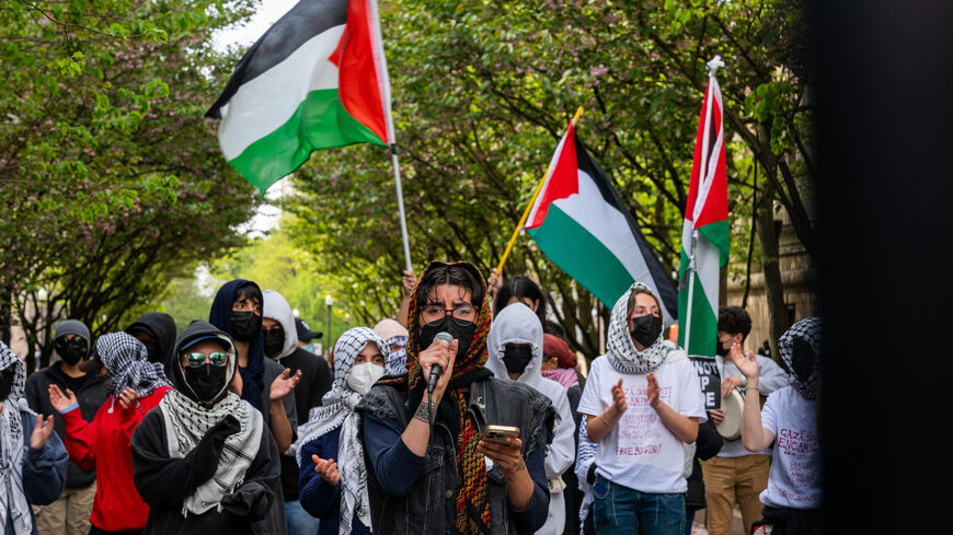 Pro-Palestinian supporters continue to demonstrate with a protest encampment on the campus of Columbia University on April 30, 2024 in New York City. 