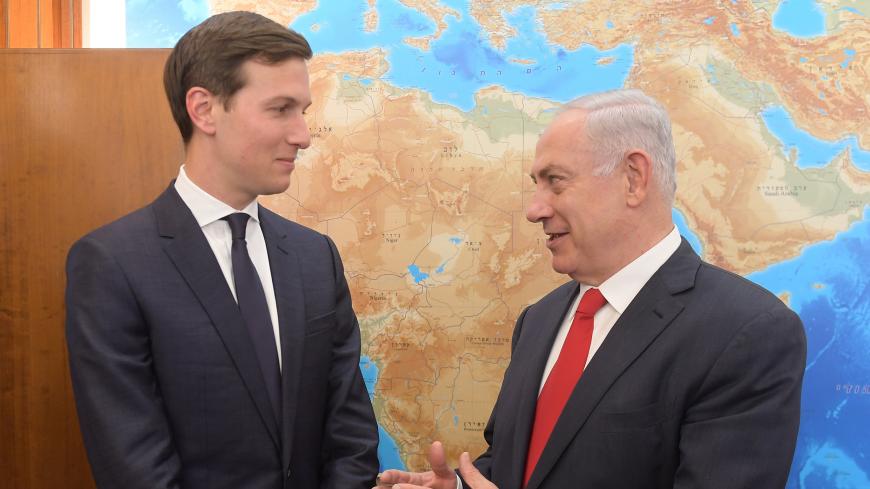 JERUSALEM, ISRAEL - JUNE 21:  (ISRAEL OUT) In this handout photo provided by the Israel Government Press Office (GPO), Israel's Prime Minister Benjamin Netanyahu meets with Jared Kushner on June 21, 2017 in Jerusalem, Israel. (Photo by Amos Ben Gershom/GPO via Getty Images)
