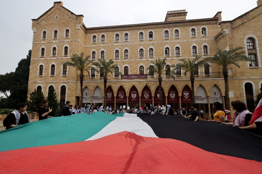 Hundreds of students gathered at the prestigious university in Beirut, AFP correspondents said