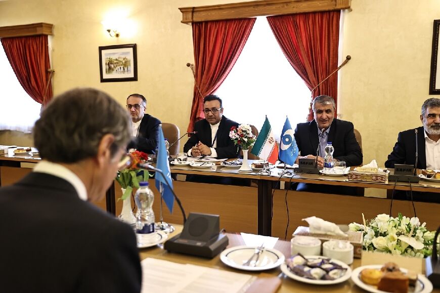 Grossi attends a meeting Atomic Energy Organization of Iran chief Mohammad Eslami