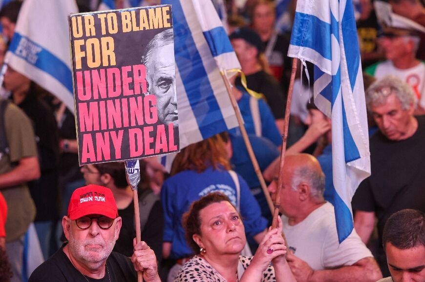Israeli left-wing activists during an anti-government demonstration in Tel Aviv on May 4