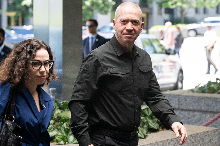 Israeli Defense Minister Yoav Gallant arrives at the US Department of State ahead of a meeting with Secretary of State Antony Blinken 