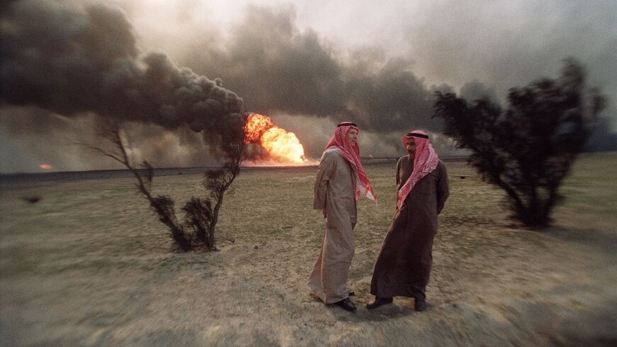 Kuwaiti oil wells were set ablaze by retreating Iraqi troops in March 1991 