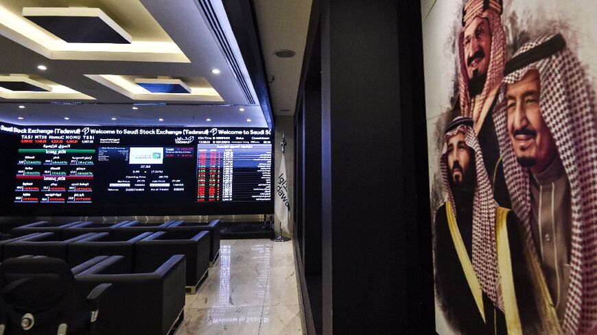 The exchange board at the Stock Exchange Market in Riyadh, as seen in this December 12, 2019