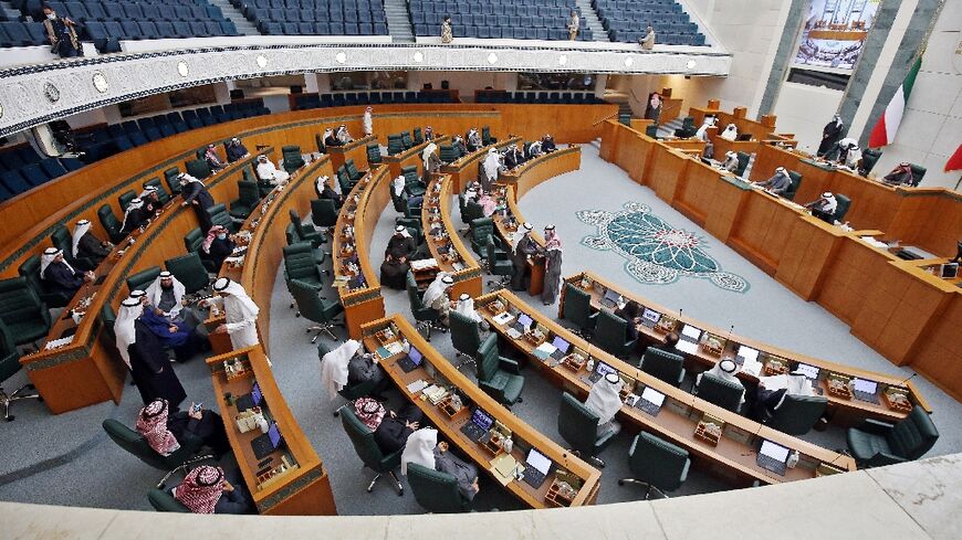 Kuwaiti MPs attend a parliament session at the national assembly on February 16, 2022