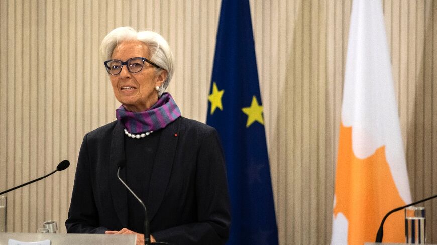 European Central Bank president Christine Lagarde at news conference in the Cypriot capital  Nicosia