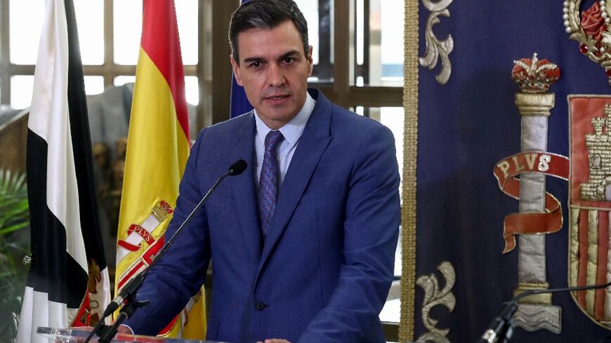 Spain's Prime Minister Pedro Sanchez, pictured on March 23, 2022 during an official visit to Spain's tiny North African enclave of Ceuta