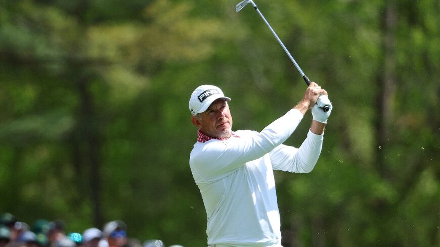 Britain's Lee Westwood in action at the 2022 Masters at Augusta National