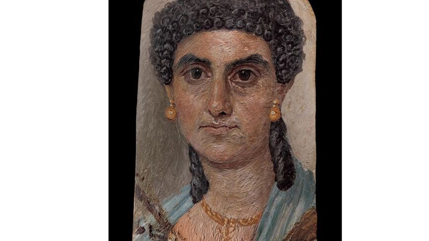 A portrait of a woman dated AD 54-68, which was seized from the Metropolitan Museum of Art, is seen in an image released in a search warrant issued by the Supreme Court of the State of New York