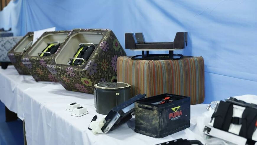 Some of the furniture that allegedly concealed bombs, in a photo released Wednesday by Iran's intelligence ministry following the arrest of purported Mossad-linked agents