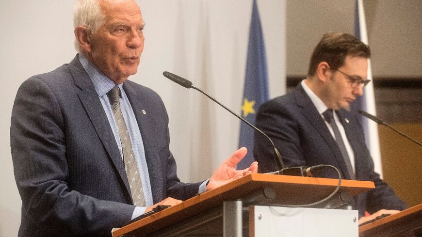 European Union High Representative for Foreign Affairs and Security Policy Josep Borrell, seen speaking in Prague alongside Czech Foreign Minister Jan Lipavsky, voices hope for reviving the Iran nuclear deal