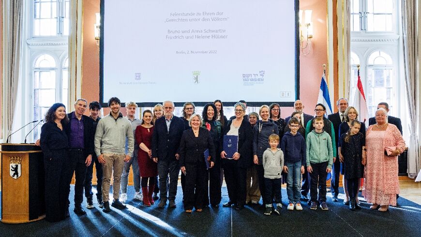More than two dozen descendants of the Righteous Among the Nations honoured in Berlin and the Jews they saved gathered for the emotional ceremony  