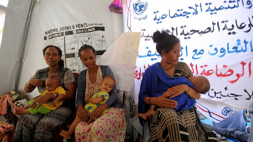 Ethiopian refugees receive maternity care in Sudan's eastern Kassala state in November 2020
