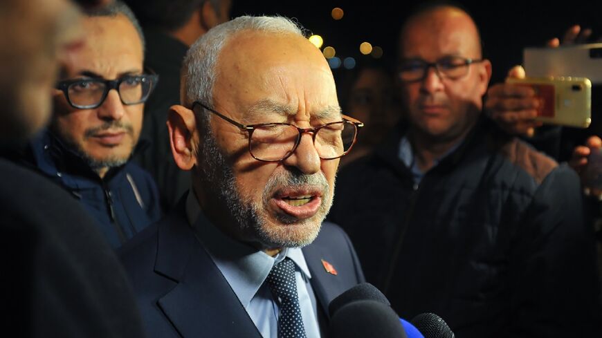 Rached Ghannouchi, leader of the Tunisian Ennahdha party, pictured on November 28, 2022 in Tunis 