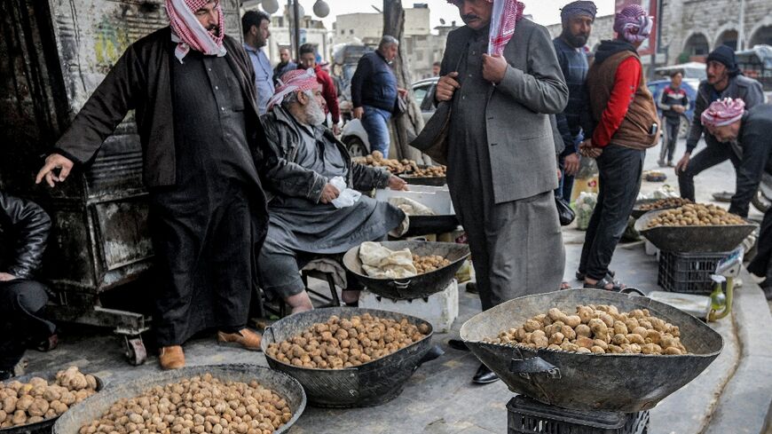 It's truffle season in the Syrian city of Hama and villagers who have risked their lives collecting the money spinning delicacy from the desert have brought it in to sell