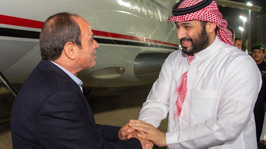 Saudi Crown Prince Mohammed bin Salman welcomes Egypt's President Abdel Fattah al-Sisi at Jeddah airport