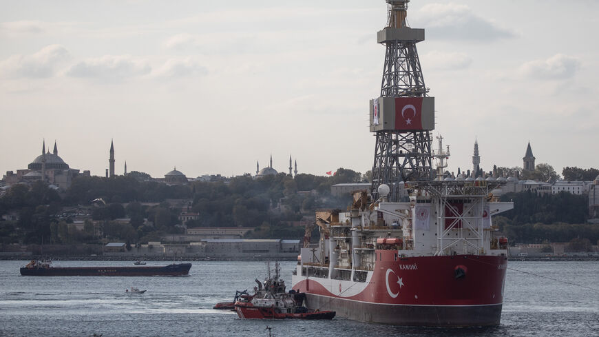 ISTANBUL, TURKEY - OCTOBER 19: Turkey's drilling vessel Kanuni arrives for alterations at the Haydarpasa port on October 19, 2020 in Istanbul, Turkey. The vessel will undergo tower disassembly before heading to the Black Sea. Turkey's president Recep Tayyip Erdogan recently announced a further discovery of 85 billion cubic meters of natural gas in the Black Sea. (Photo by Chris McGrath/Getty Images)
