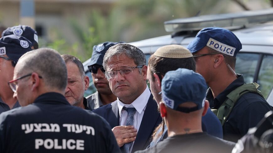 Israel's National Security Minister Itamar Ben-Gvir at the scene of the attack