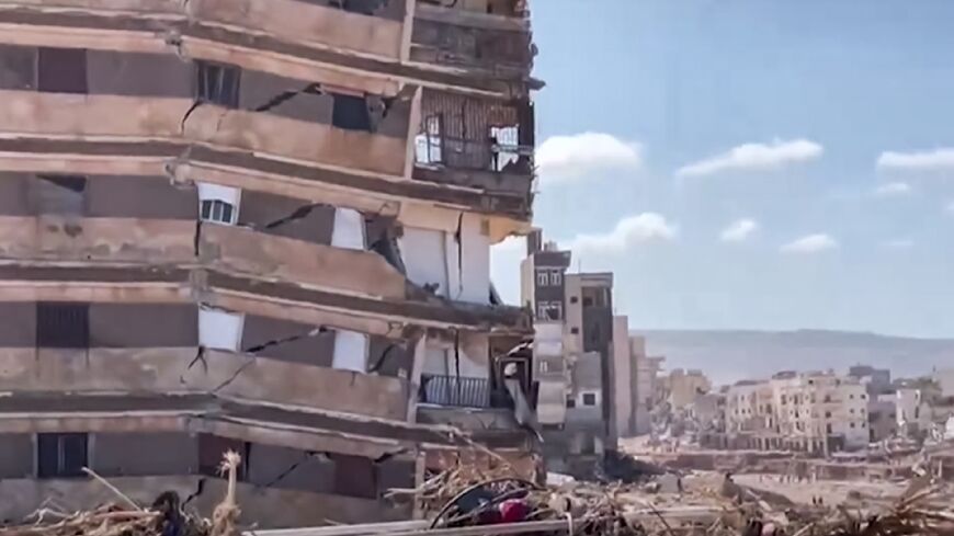 The Libyan Mediterranean city of Derna was hit by huge wave of water after two river dams burst, sweeping away buildings, cars and the people inside them