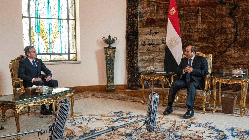 Egypt's President Abdel Fattah al-Sisi (R) meets with US Secretary of State Antony Blinken in Cairo 