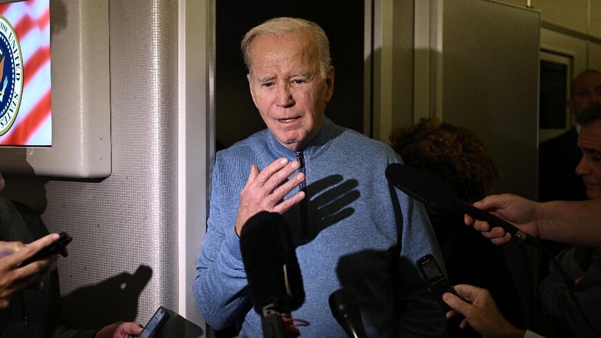 Biden spoke to reporters on Air Force One on his way back from Israel