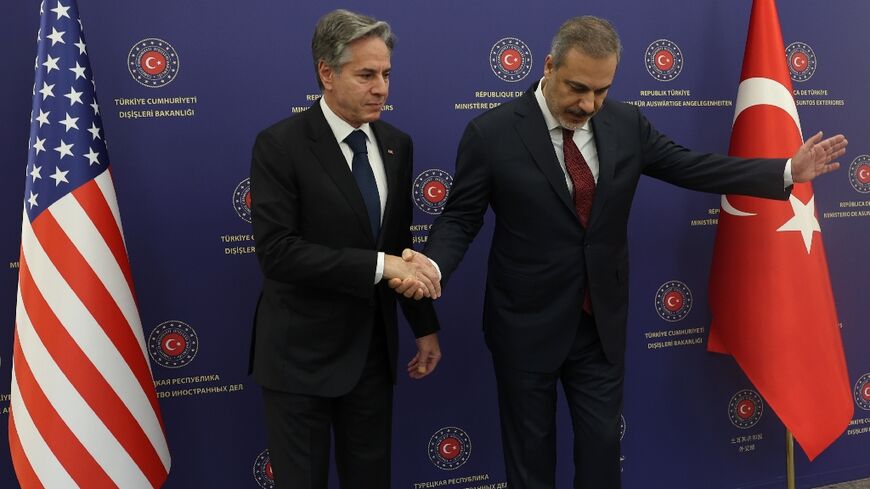 US Secretary of State Antony Blinken with Turkish Foreign Minister Hakan Fidan in Ankara, on November 6, 2023