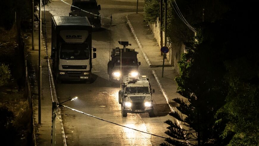 Israeli military vehicles in Jenin during the overnight raid