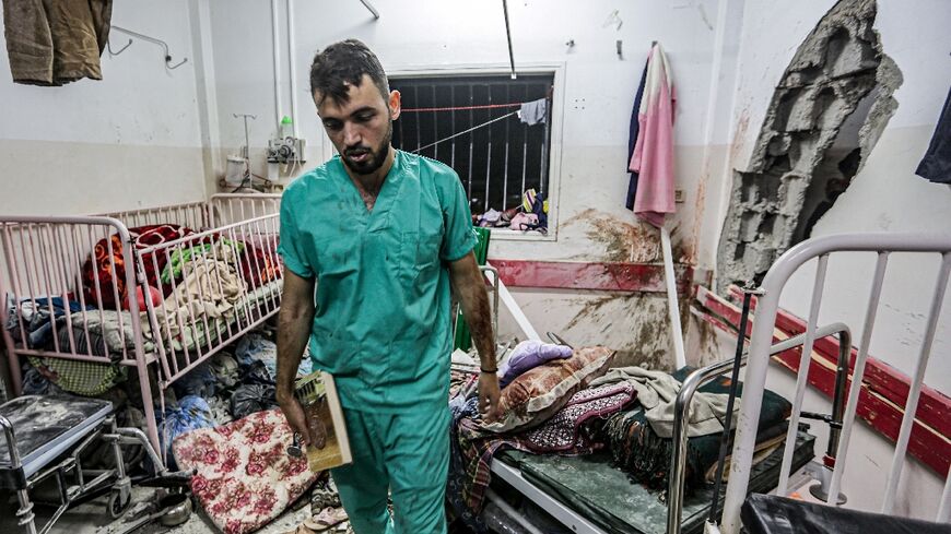 The Hamas-run health ministry said an Israeli strike hit Nasser hospital, killing one person and injuring seven others