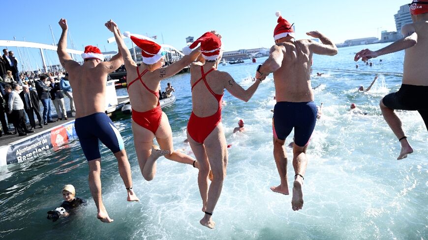 Participants got started at the 114th edition of the Copa Nadal (Christmas Cup) swimming race off Barcelona