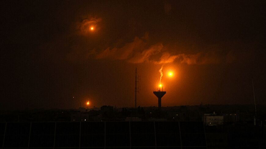 Flares fired by Israel over Khan Yunis in the southern Gaza Strip on January 23, 2024