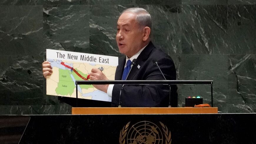 Israeli Prime Minister Benjamin Netanyahu addresses the 78th United Nations General Assembly at UN headquarters in New York City on Sept. 22, 2023.