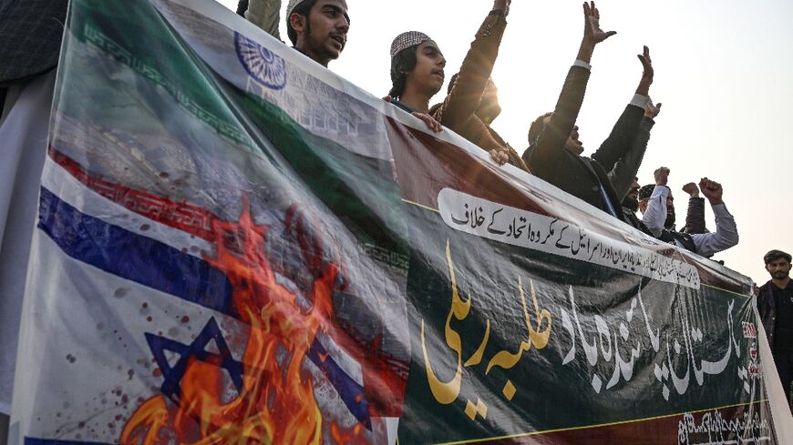 Pakistanis staged a rally to protest the Iranian strike on the country earlier in the week