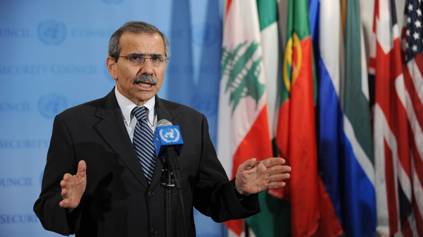 Nawaf Salam, Lebanon's Ambassador to the United Nations, speaks to the media after Security Council consultations on the Palestinian request for full United Nations membership during the General Assembly September 26, 2011 at UN headquarters in New York. AFP PHOTO/Stan HONDA (Photo credit should read STAN HONDA/AFP via Getty Images)