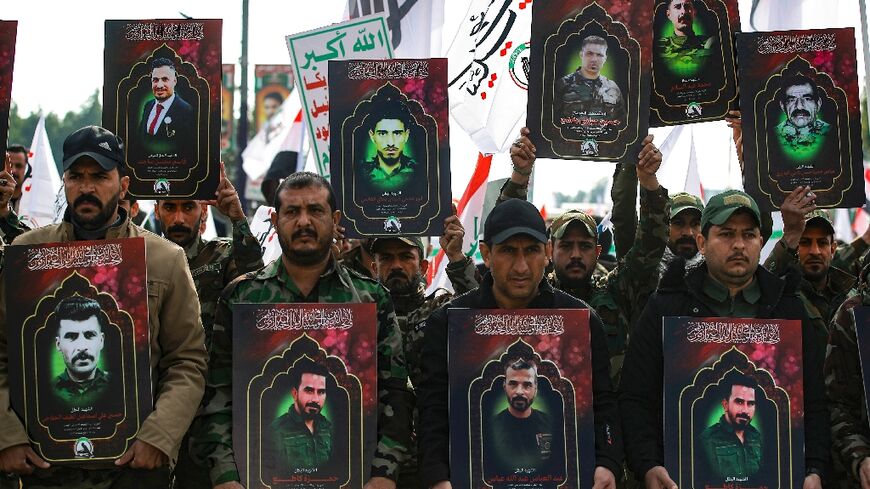 The pro-Iran Hashed al-Shaabi held a funeral in Baghdad for fighters killed in US strikes and its leader demanded the withdrawal from Iraq of US-led coalition forces