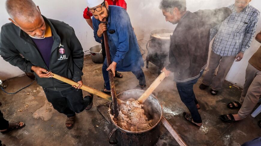 Bazin was traditionally cooked at home in Libya, but these volunteers make it for their community during Ramadan