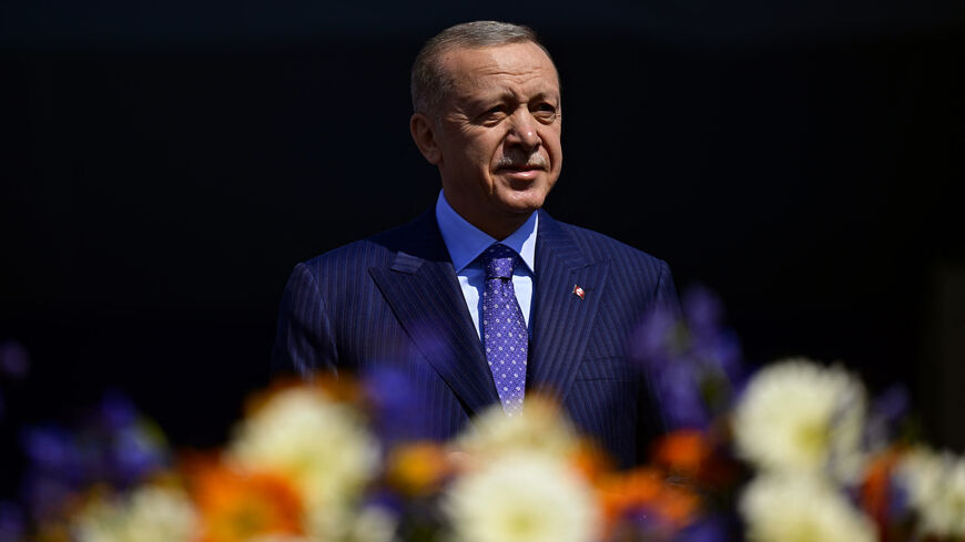 Turkey's President and leader of Justice and Development (AK) Party Recep Tayyip Erdogan attends an election campaign rally in Istanbul on March 24, 2024, ahead of the March 31 municipal elections. 