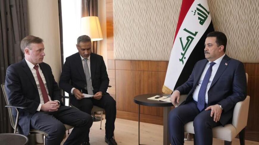 Iraqi Prime Minister Mohammed Shia al-Sudani meets with US national security advisor Jake Sullivan in Davos on the sidelines of the World Economic Forum on Jan. 16, 2024.