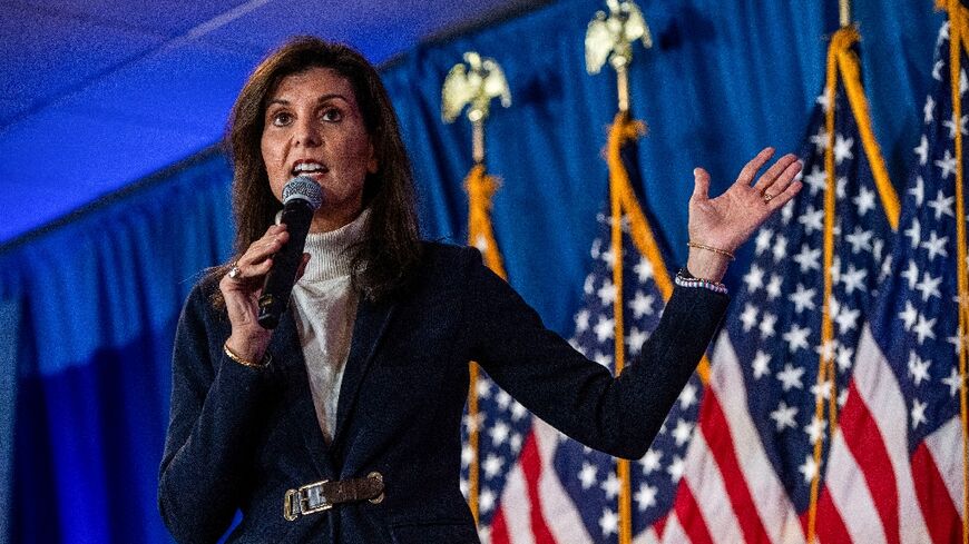 Former US presidential hopeful and former UN Ambassador Nikki Haley speaks during a campaign rally in Portland, Maine in March 2024