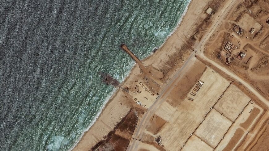 The US-built Gaza pier is seen on May 29, 2024 after it was damaged by high seas