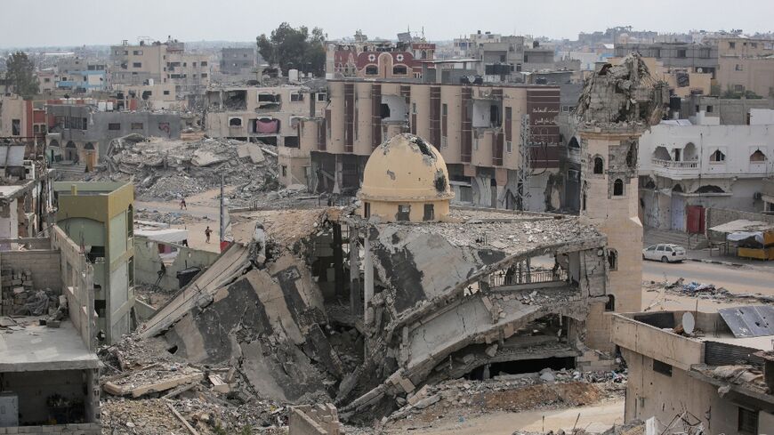 Destroyed neighbourhoods in Gaza's southern city of Khan Yunis, seen on May 28, 2024