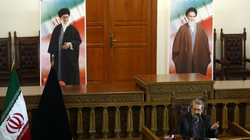 Iranian Parliament Speaker Ali Larijani speaks to the media during a press conference in Tehran on March 16, 2015.
