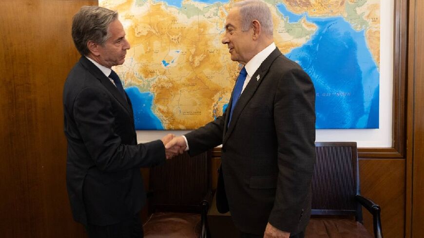 US Secretary of State Antony Blinken (L), pushing a Gaza ceasefire plan, meets Israeli Prime Minister Benjamin Netanyahu in Jerusalem 