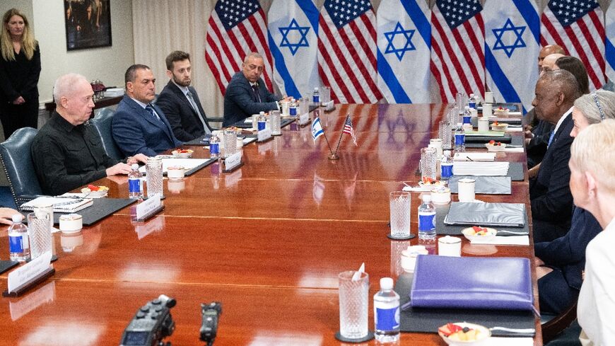 US Secretary of Defense Lloyd Austin meets with Israeli Defense Minister Yoav Gallant at the Pentagon on June 25, 2024