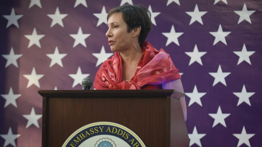 Ambassador Tracey Jacobson makes Independence Day remarks on May 13, 2022, at the US Embassy in Addis Ababa, Ethiopia.