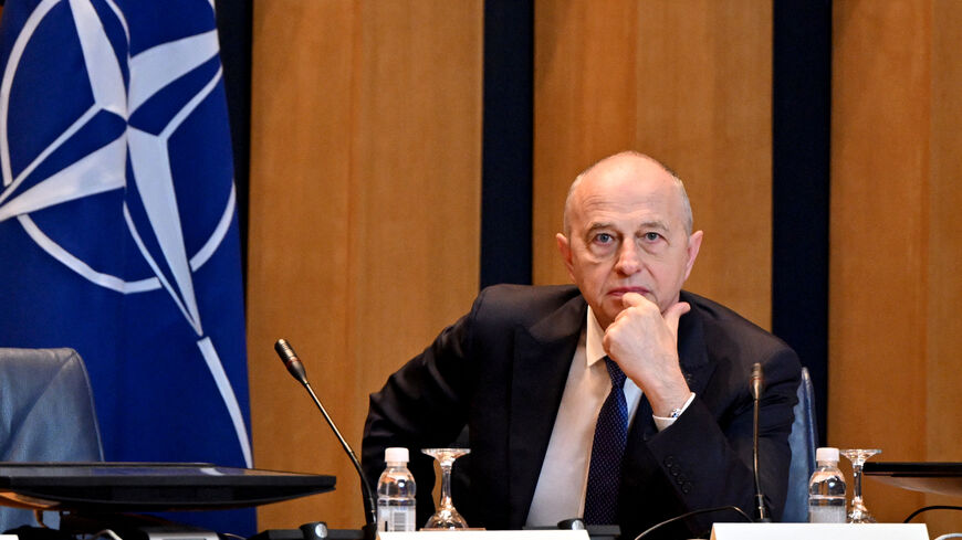 NATO Deputy Secretary General, Mircea Geoana, chairs a session of North Atlantic Council (NAC) with Council of Ministers of Bosnia and Herzegovina, in Sarajevo, on February 1, 2024. (Photo by Elvis BARUKCIC / AFP) (Photo by ELVIS BARUKCIC/AFP via Getty Images)