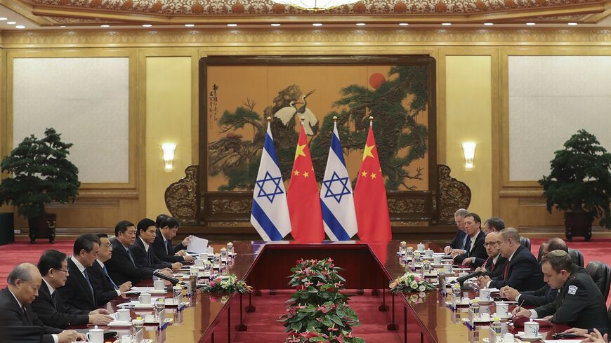 Chinese Premier Li Keqiang meets with Israeli Prime Minister Benjamin Netanyahu at the Great Hall of the People on March 20, 2017, in Beijing, China.
